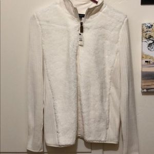 Talbots fuzzy creek zip up sweater